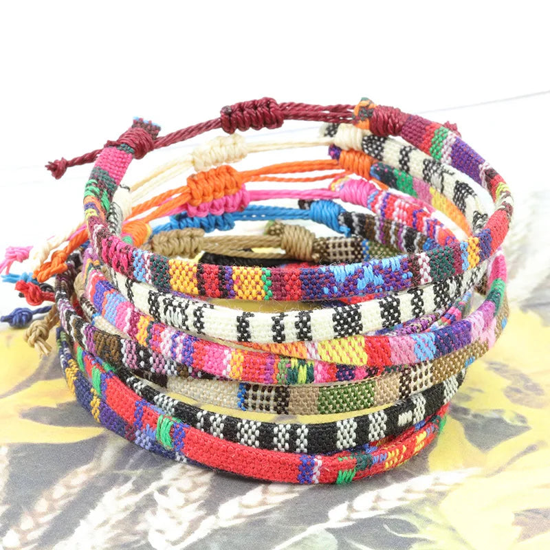 Women & Men Woven Fabric Anklet - Adjustable Beach Foot Leg Jewelry