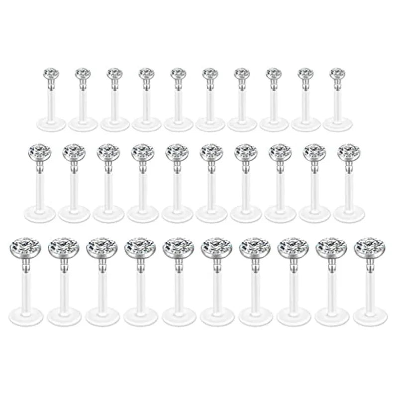 10pcs 16G Flexible Bioflex Acrylic Lip & Helix Piercing Studs Body Jewelry