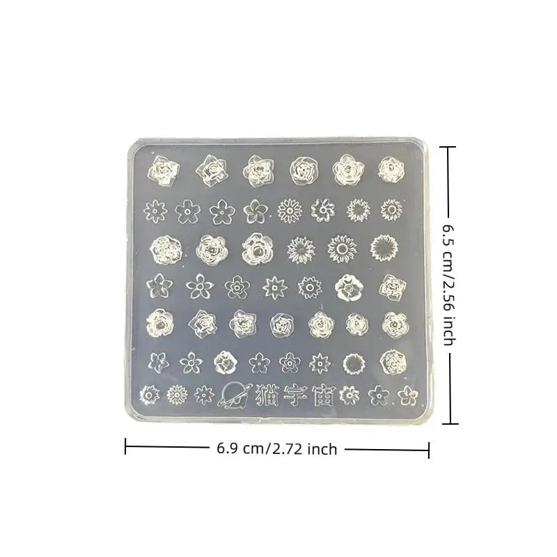 Non-Stick 3D Floral Silicone Nail Art Mold for DIY Manicure Embellishments