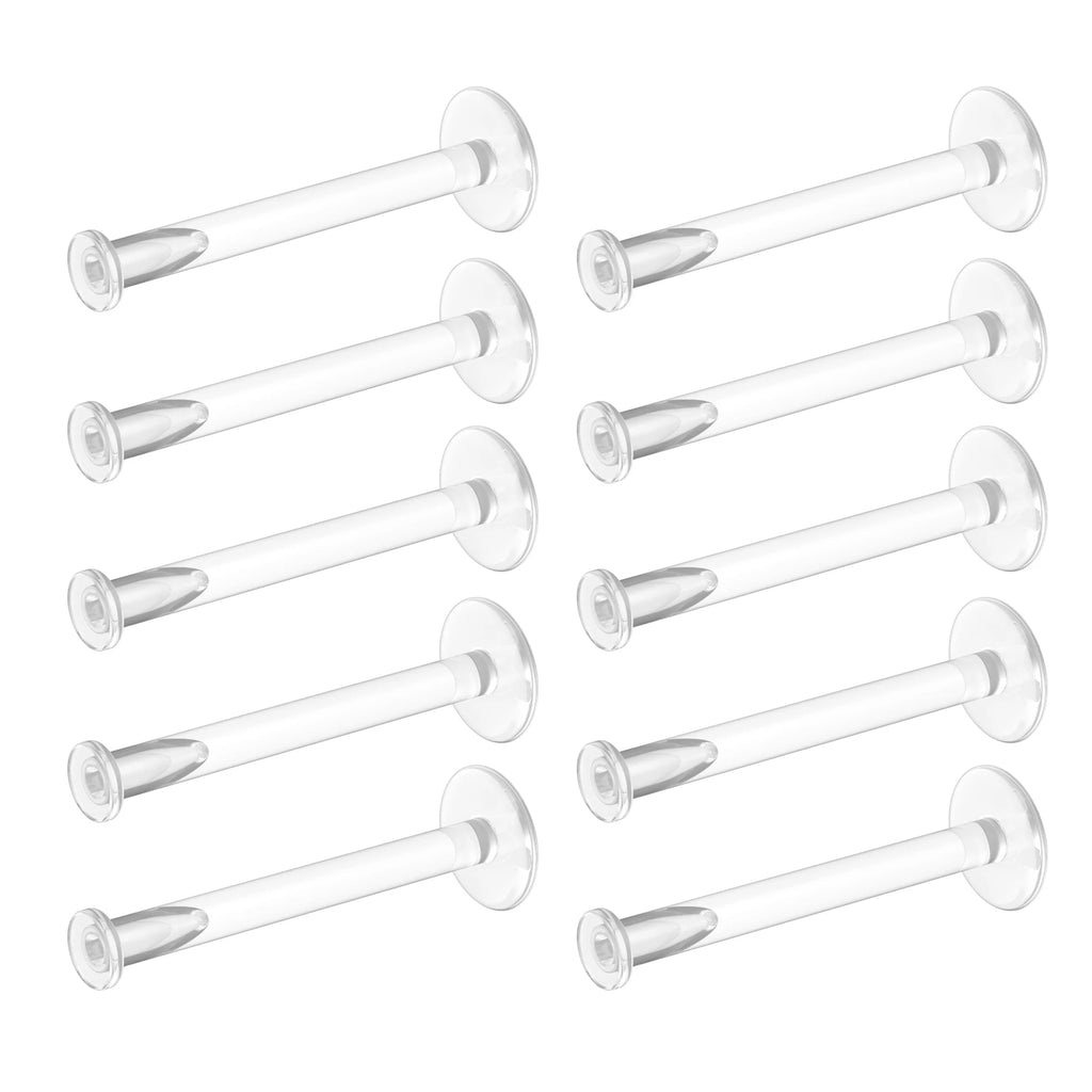 Clear 16G Stud Earrings Set for Piercing & Body Jewelry - 10 Pack