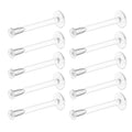 Clear 16G Stud Earrings Set for Piercing & Body Jewelry - 10 Pack