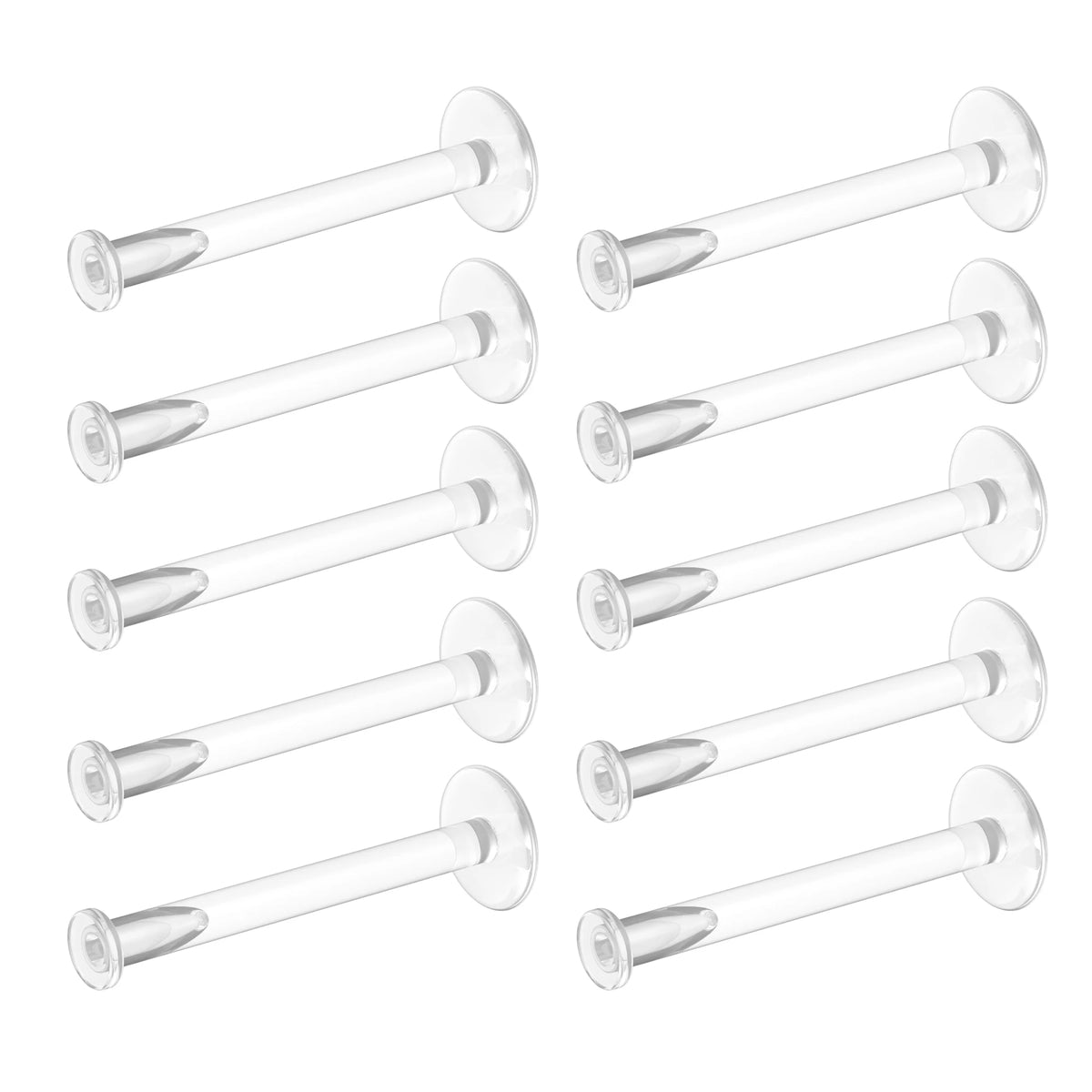 Clear 16G Stud Earrings Set for Piercing & Body Jewelry - 10 Pack