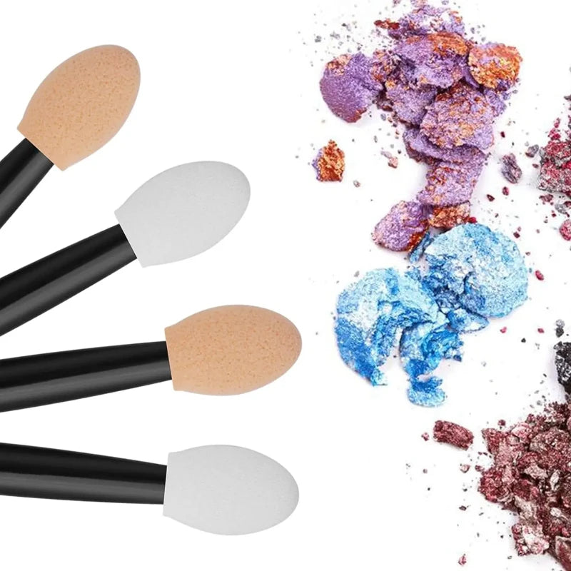 Disposable Dual-Side Eye Shadow Sponge Applicators with Container - Makeup Brushes Set