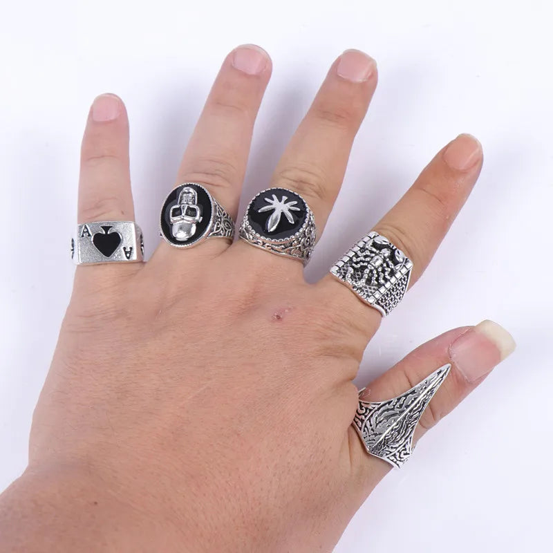 Bulk 25 Pcs Punk Metal Jewelry Rings for Men & Women - Assorted Styles, Size 8-11