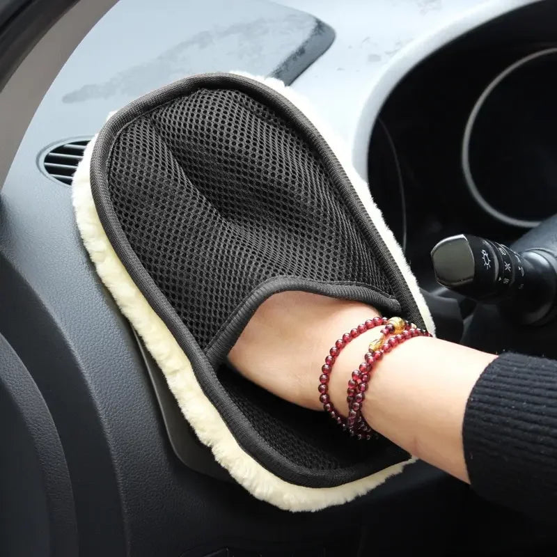 Car Washing Gloves Thick Plush Wool Cleaning Mitts for Waxing and Polishing