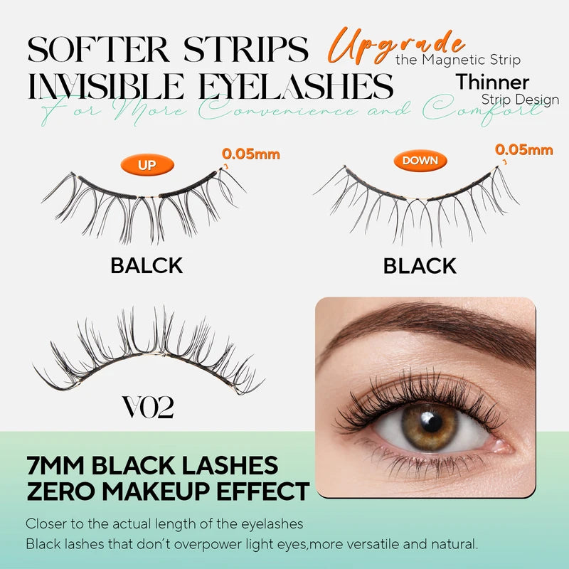 Reusable Magnetic False Eyelashes Kit - Natural Look, No Glue Needed, Soft Magnetic Strips