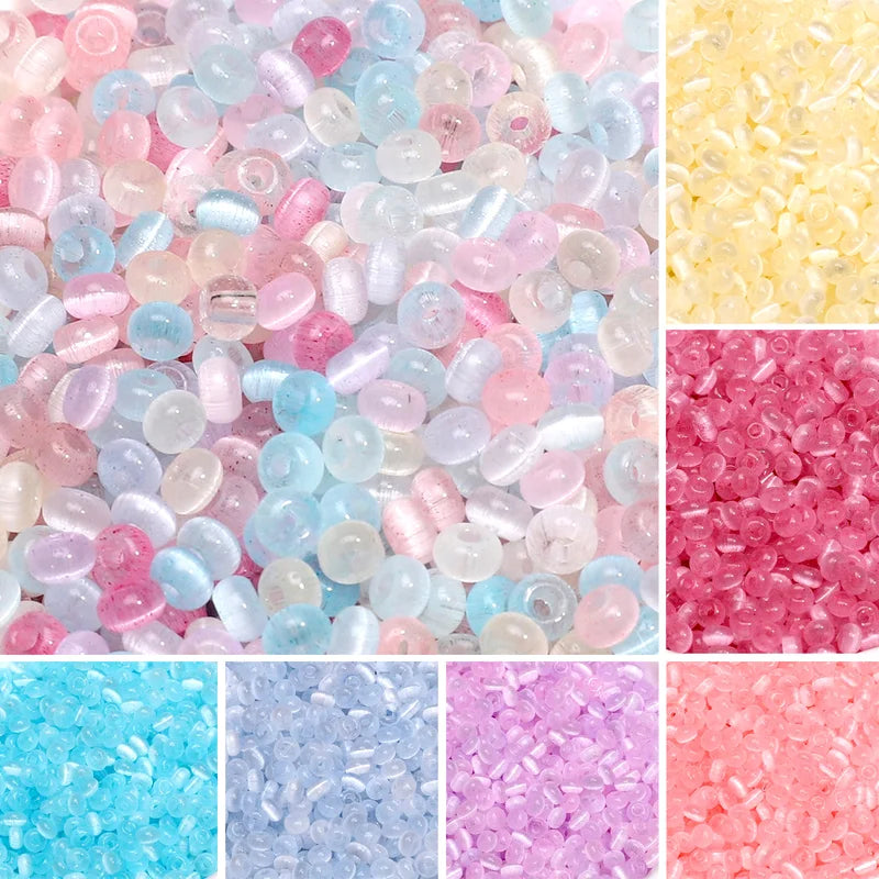 Colorful Glass Rice Beads for Jewelry Making - Cat Eye & Spacer Beads
