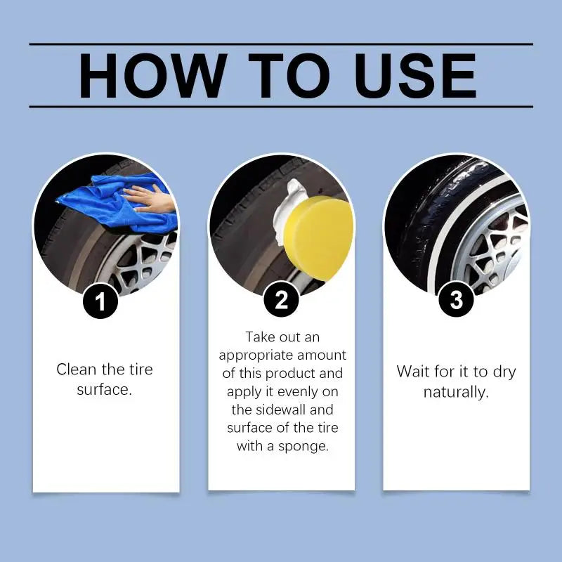 Car Tire Shine Wax - High Gloss Black Finish, Restores & Protects
