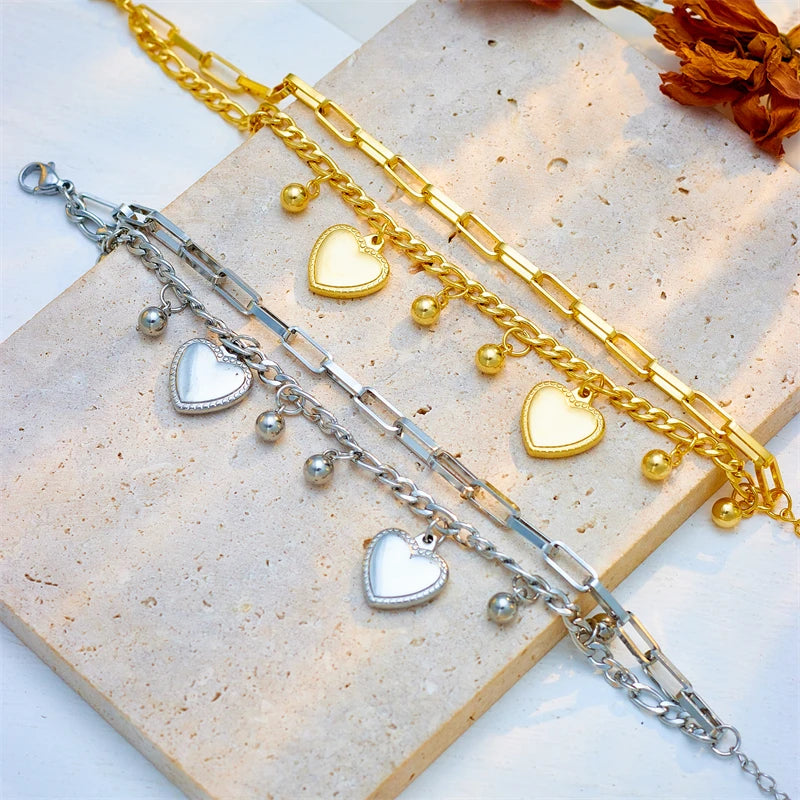 Multilayer Chain Bracelet for Women with Butterfly Heart Belt Design - Jewelry Party Gift