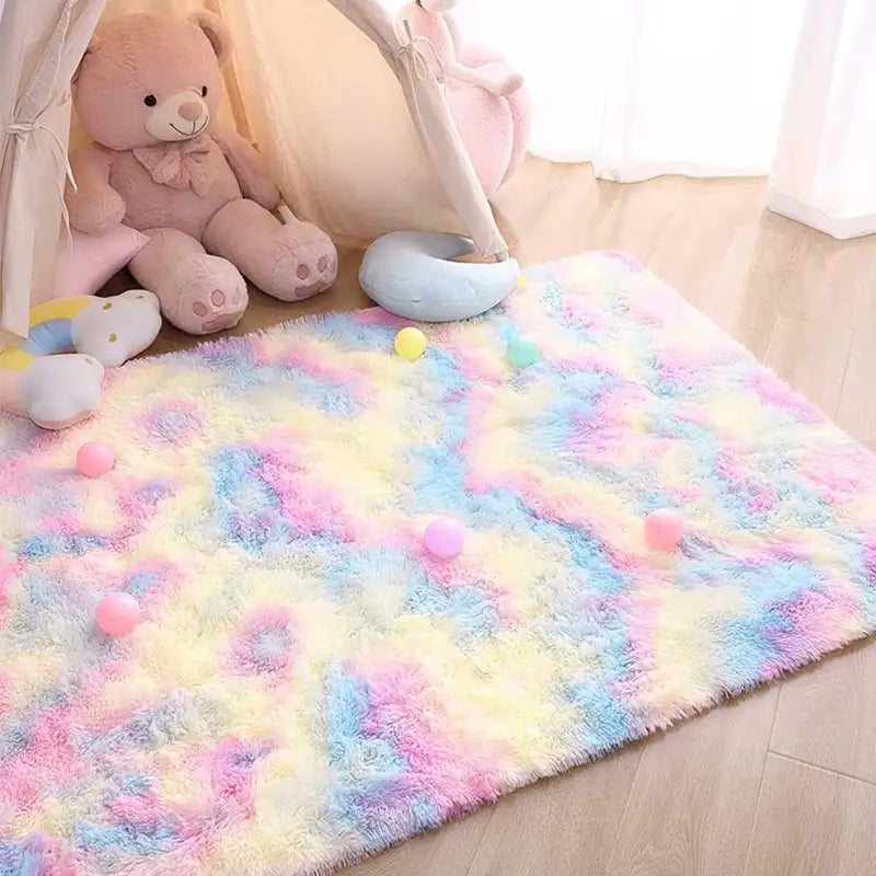Kids Rainbow Carpet for Living Room and Bedroom - Soft Non-Slip Rugs for Children