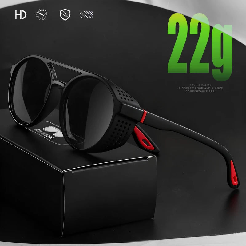 Polarized Steampunk Sunglasses for Men Women - Vintage Sports Sun Glasses