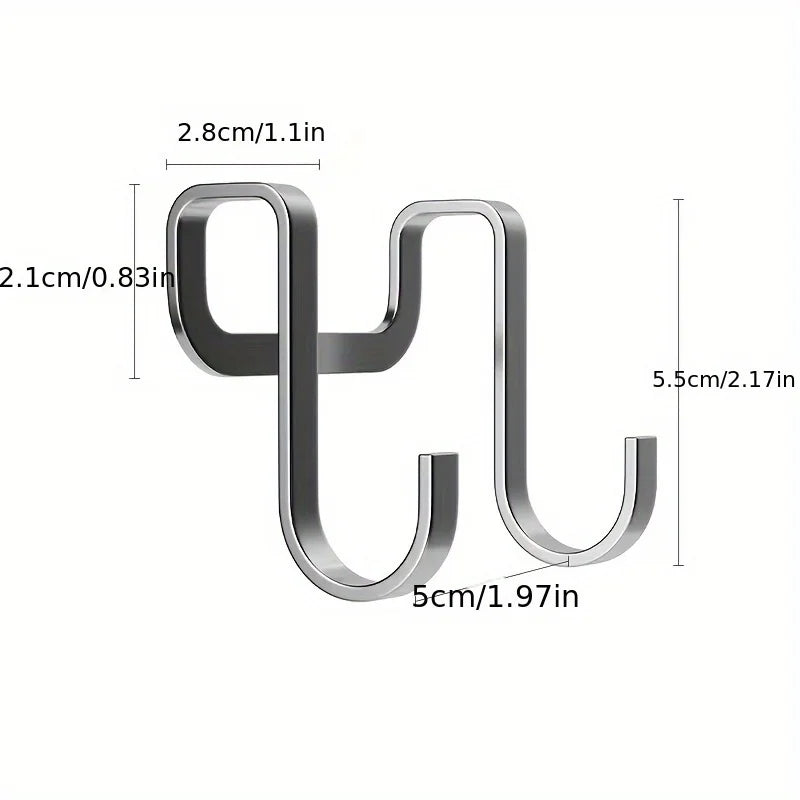 Heavy Duty Stainless Steel Over Door Hooks - Brushed Finish Double S Shape Hooks for Bathroom Kitchen Bedroom