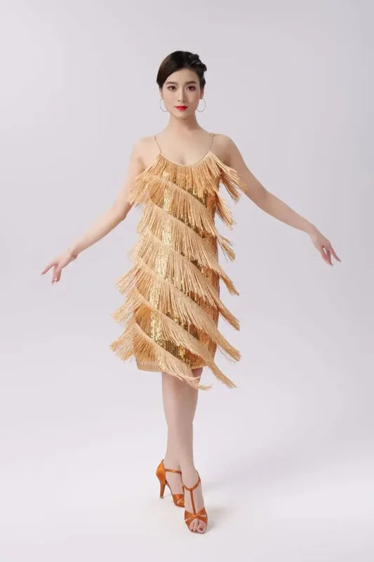 Sequin Tassel Dress for Party & Dance - Latin Spring Costume