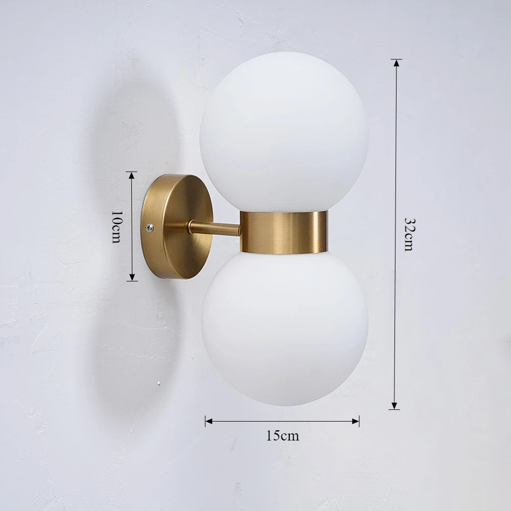Milky White Ball Glass Wall Lamp - Modern Bedroom Wall Sconce for Living Room Decor