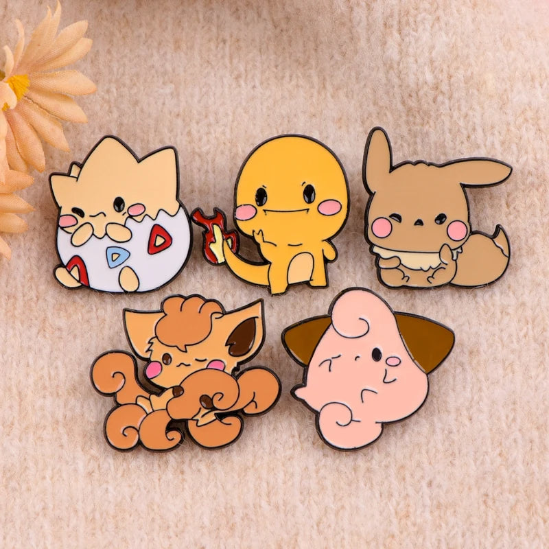 Japanese Anime Elf Enamel Pin Set - Cute Monster Brooches for Collectors & Jewelry Gift