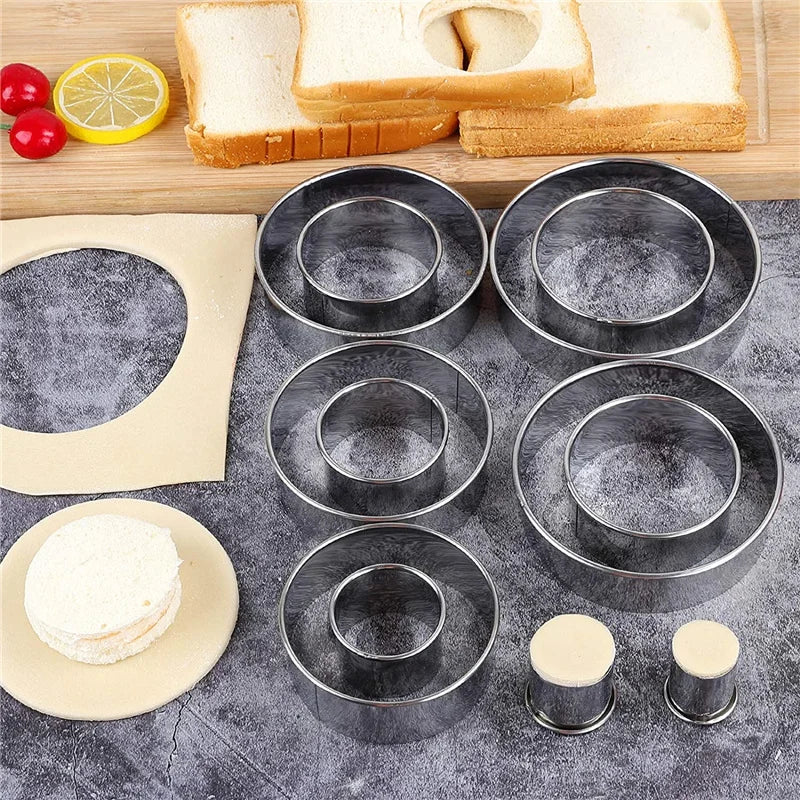 5PCS Round Stainless Steel Biscuit Mold Set for Pastry and Cake Baking
