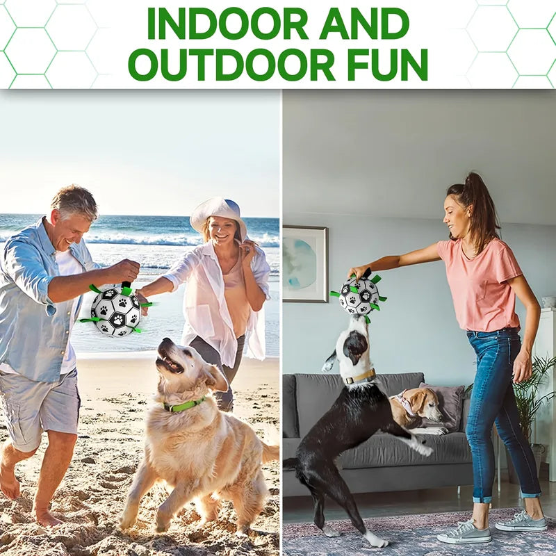 Durable Interactive Dog Soccer Toy with Grip Ring - Water-Resistant Play Ball