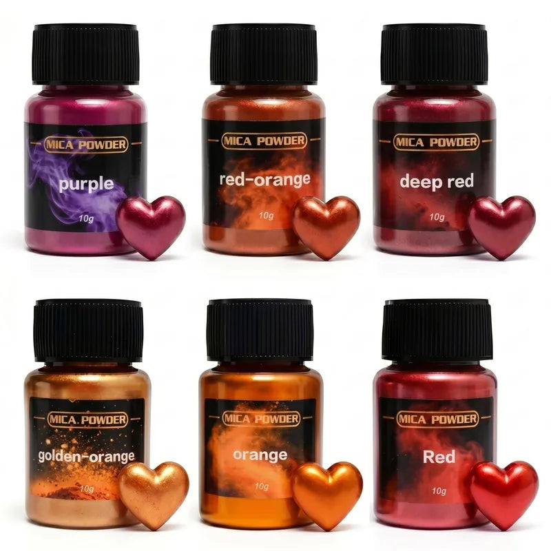 Metallic Pigment Powder Set for Resin, Plaster, Candle Molds - 6 Colors