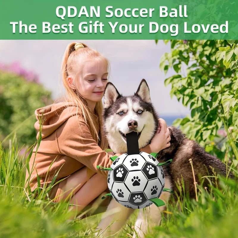 Durable Interactive Dog Soccer Toy with Grip Ring - Water-Resistant Play Ball