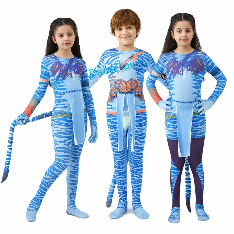 Kids Avatar Halloween Costume Bodysuit for Girls and Boys - Water of Water Tail Cosplay