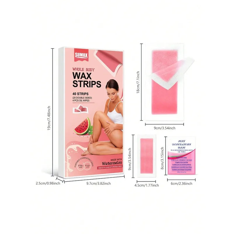 Professional Hair Removal Wax Strips & Soothe Oil Wipes - Summer Depilation Kit