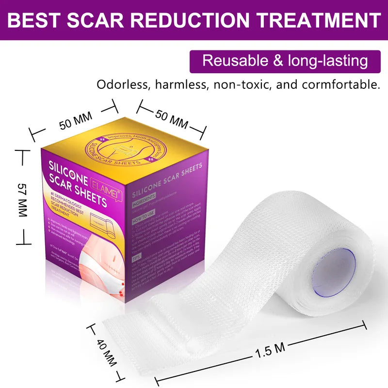 Invisible Silicone Scar Sheets - Reusable Skin Care Cover Tape 4cm x 150/300cm