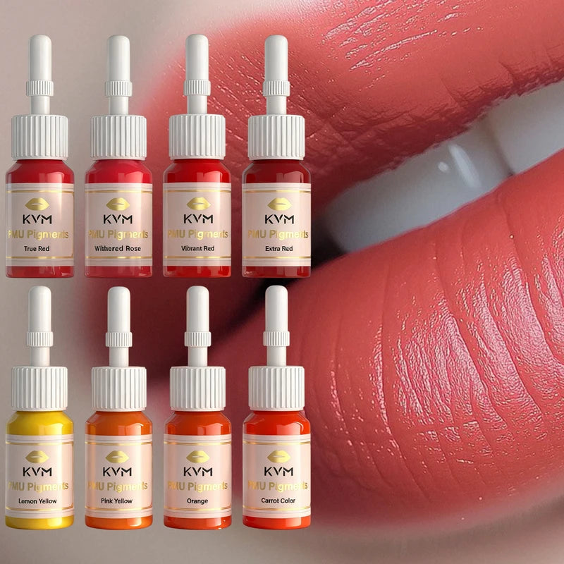 Tattoo Pigments Set 8pcs 5ml Semi-Permanent Lip & Skin Ink for Beauty Art