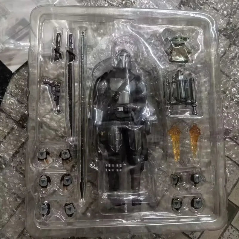 Star Wars Mandalorian Action Figure - Din Djarin Collectible Toy - Electroplated Model
