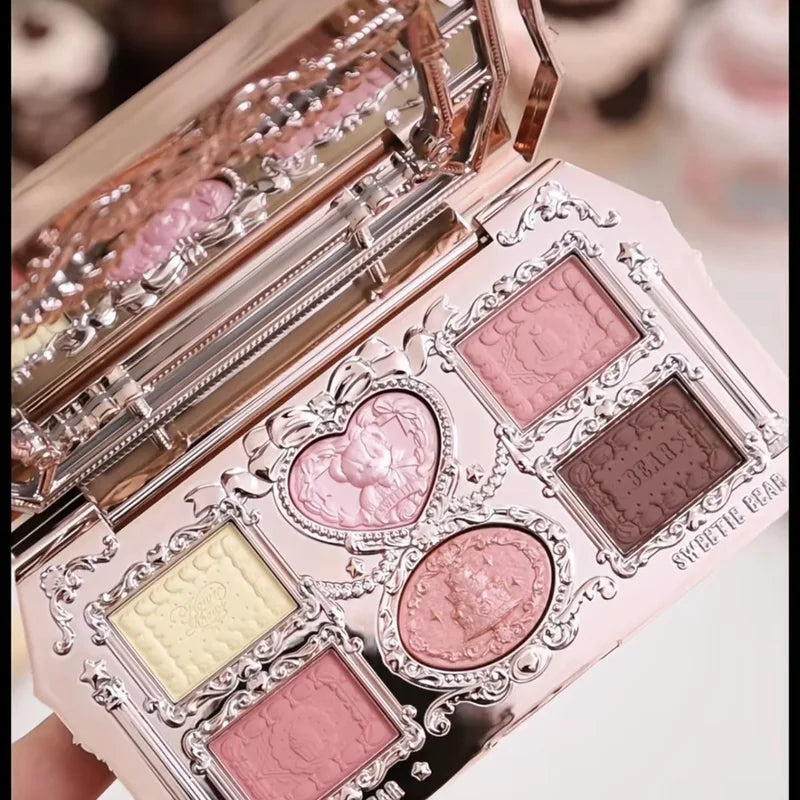 Flower Knows Sweetie Bear 6-Color Eye Shadow Palette Long Lasting Matte & Shimmer Finish
