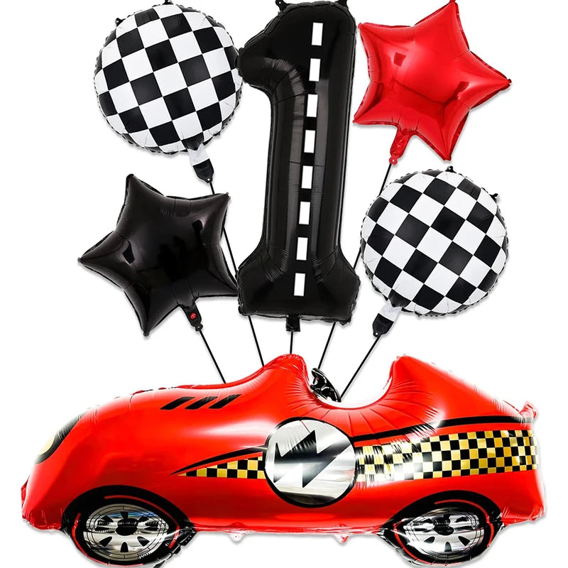 Race Car Birthday Decoration Balloon Set with Traffic Lights, Tires & Checkered Pennant for Kids Party