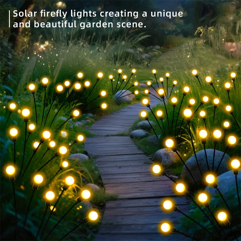 Outdoor Solar Firefly Sway Lights Garden Pathway Decor Stake Lawn Lamp