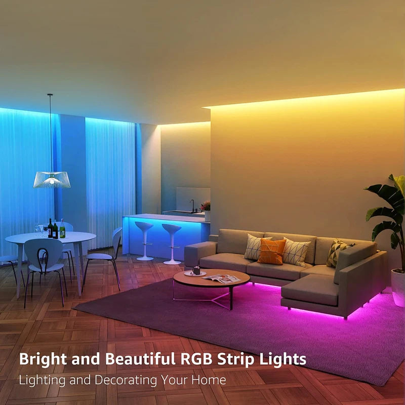 100FT RGB LED Strip Lights with Remote & App Control for Room Decoration