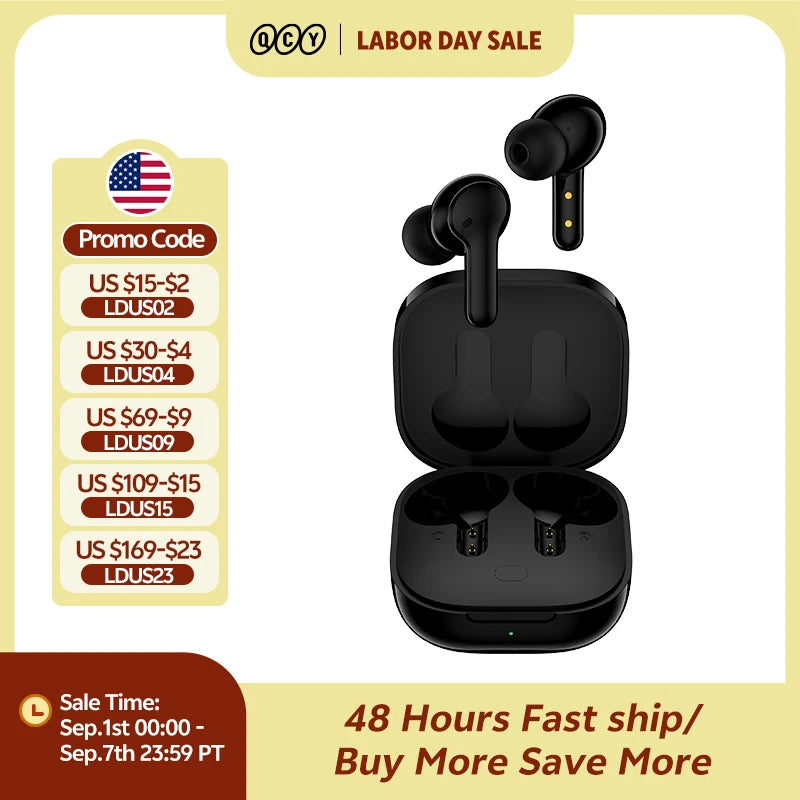 Wireless Earbuds with 40H Playtime, Noise Cancelling Microphones & Touch Control
