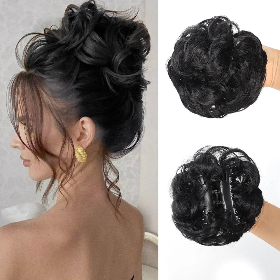 Messy Claw Hair Clip for Wavy Curly Updos - Synthetic Hairpiece for Women