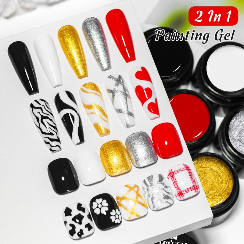 Professional Gel Nail Polish Set - Semi Permanent Nail Art Colors with No Wipe Top Coat