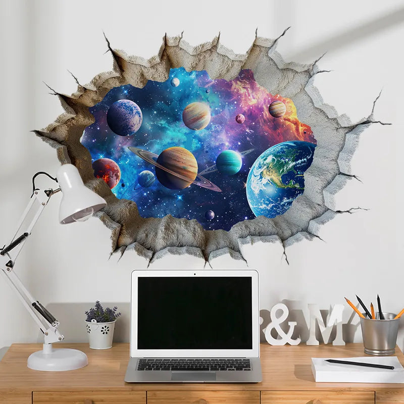 Space Planet Wall Sticker for Kids Bedroom Decor - Outer Space Theme