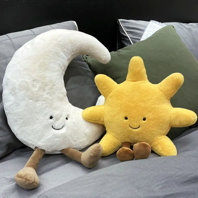 Cute Weather Plush Toy Set - Smile Moon & Sun Stuffed Decor for Kids