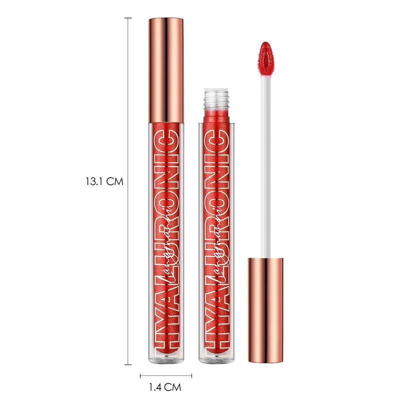 Hydrating Lip Gloss with Hyaluronic Acid and Glitter - Long Lasting Shine, Non-Stick, Natural Nude Finish
