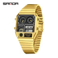 Digital Sport Watch Waterproof LED Thermometer Stopwatch Square Case