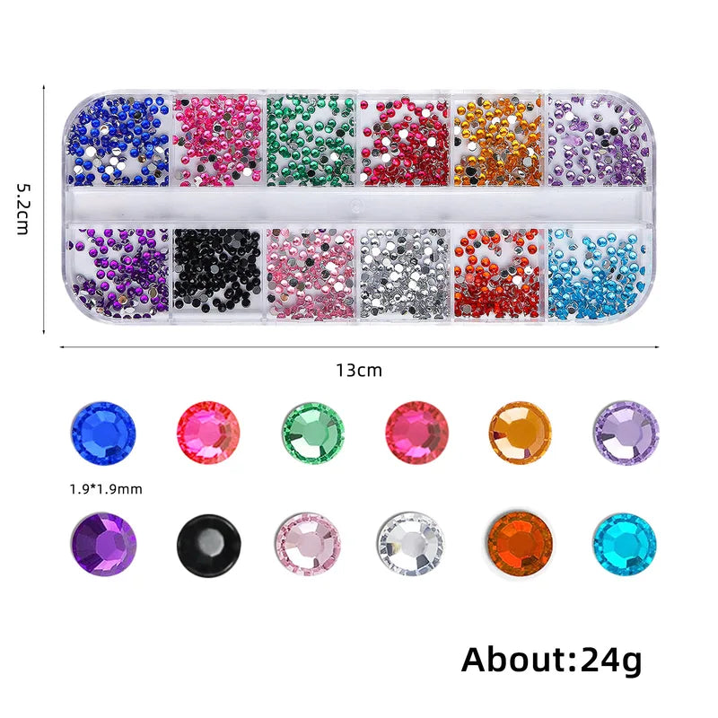 12 Pack Crystal Nail Art Rhinestones Flatback Gems for Nail Decoration