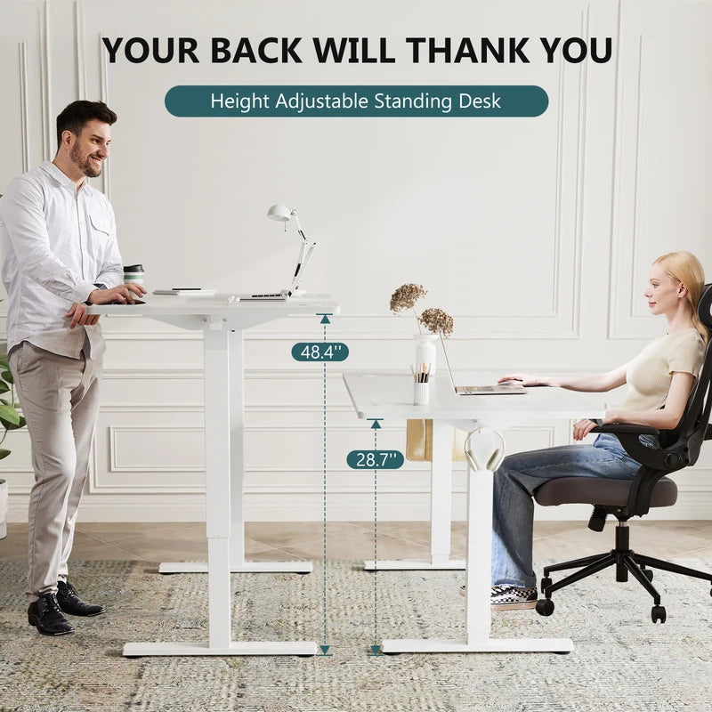 Electric Standing Desk 63x24 Inch Height-Adjustable Workstation for Office