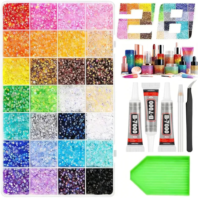 Multi-Color Rhinestone Bedazzling Kit with Glue for Nails Makeup Shoes DIY Crafts