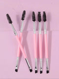 Multi-Functional Pink Double-Headed Mascara & Eyebrow Brush Set - Eye Makeup Tool