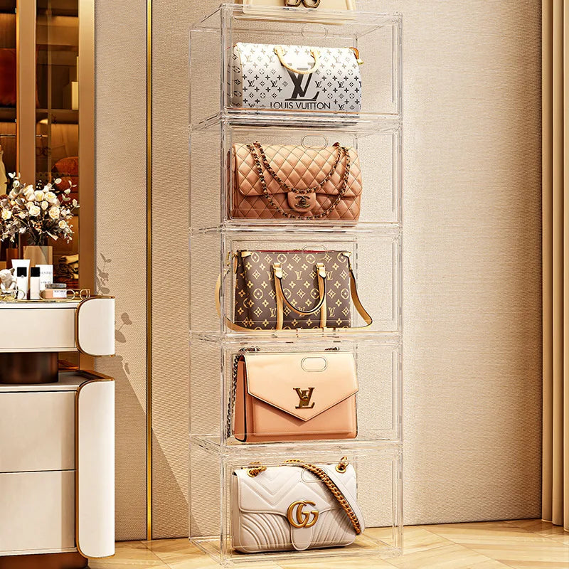 Large Transparent Sneaker Organizer Box with Magnetic Closure - Stackable Shoe Storage