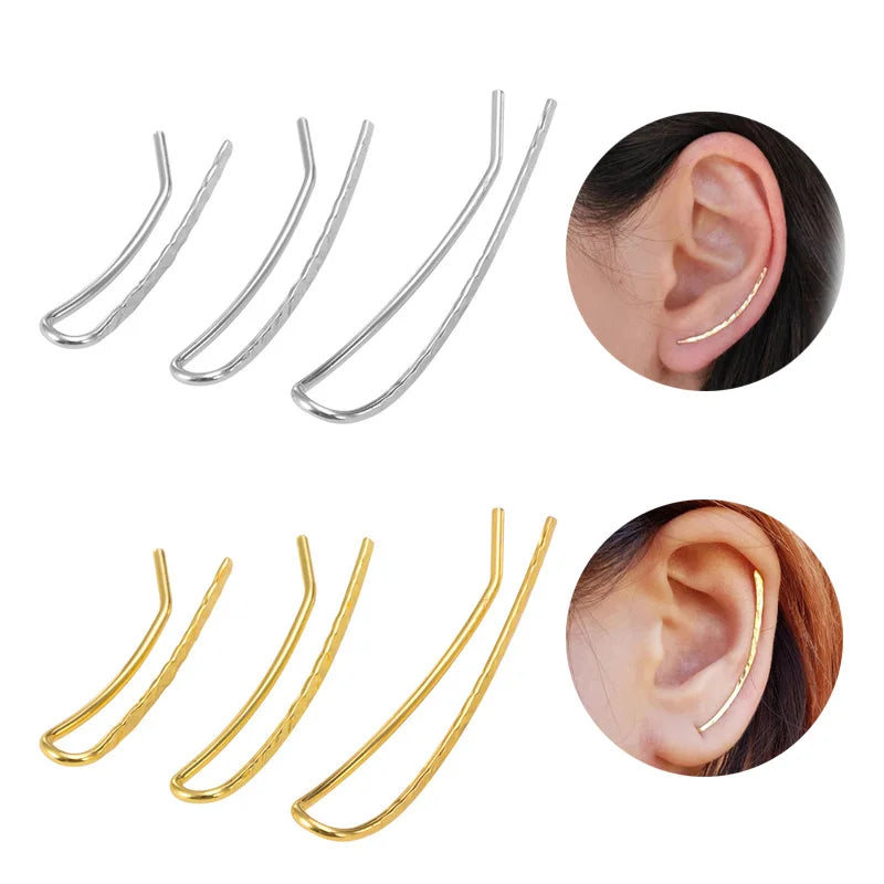 2pcs U-Shaped Clip Earrings Stainless Steel Ear Cuffs for Women Piercing Jewelry