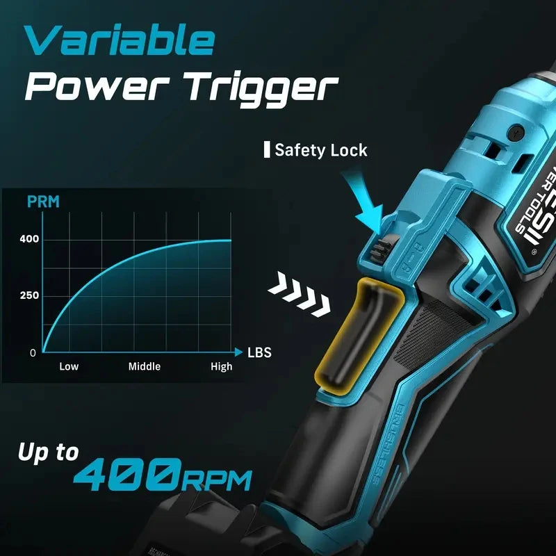 Cordless Electric Wrench 3/8 Inch 66 Ft-lb Torque 21V Battery Pack