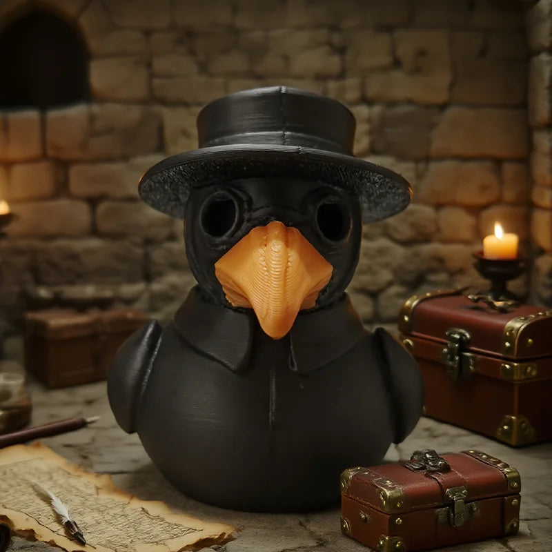 Halloween Gothic Duck Ornaments - Dark Retro Desktop Decor, Fun Small Objects