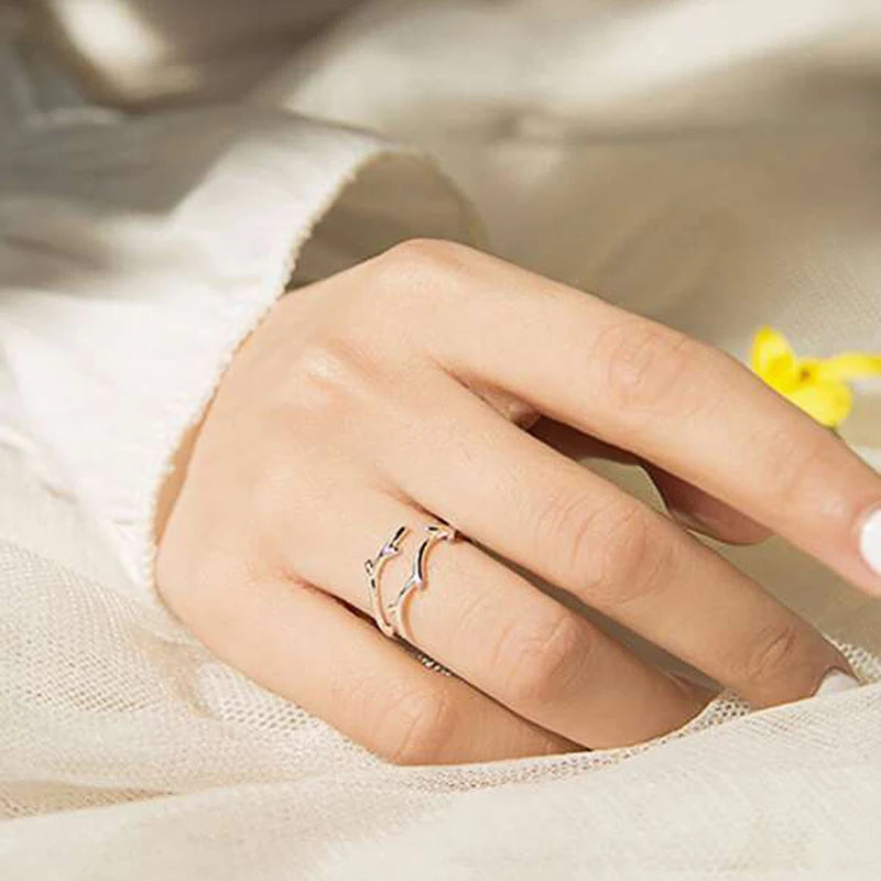 Fashion Leaf Olive Design Silver Finger Ring for Women - Resizable Statement Jewelry