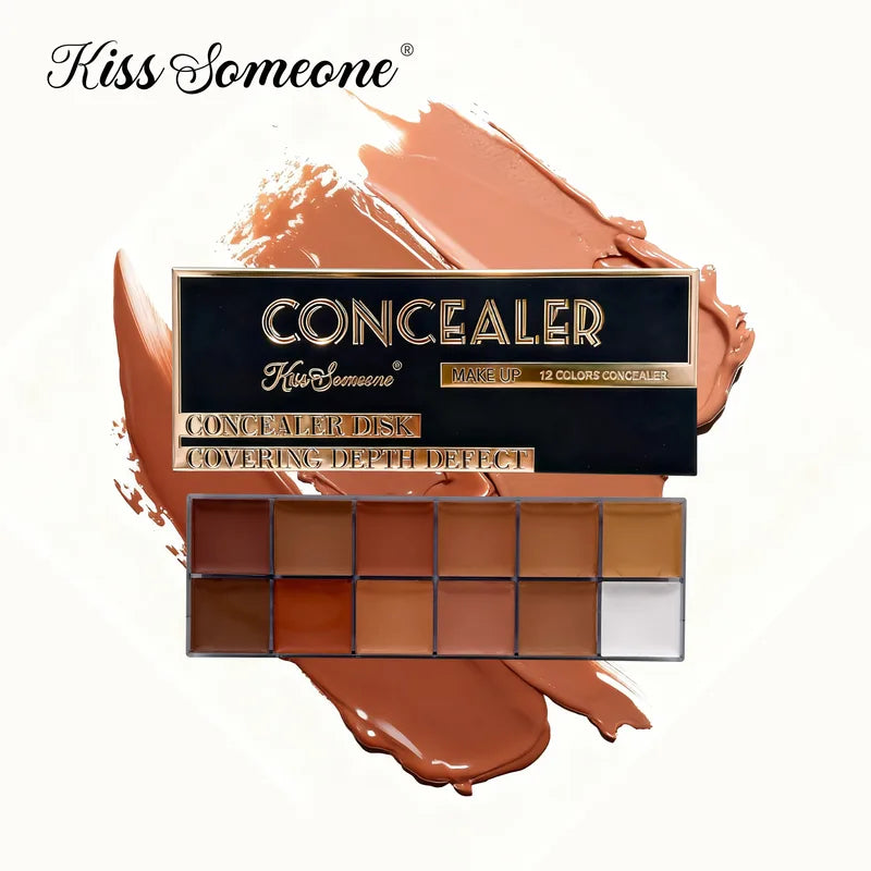 12-Color Waterproof Face Concealer Foundation Set for Dark Skin - Full Coverage Makeup