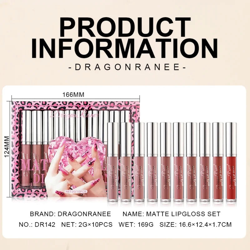 Long Lasting Waterproof Velvet Matte Lip Gloss Set Hydrating Non-Stick Lipstick